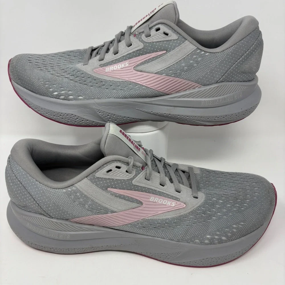 Brooks Adrenaline GTS 24 Women's Size 12 Narrow Grey Pink Running Shoes Sneakers